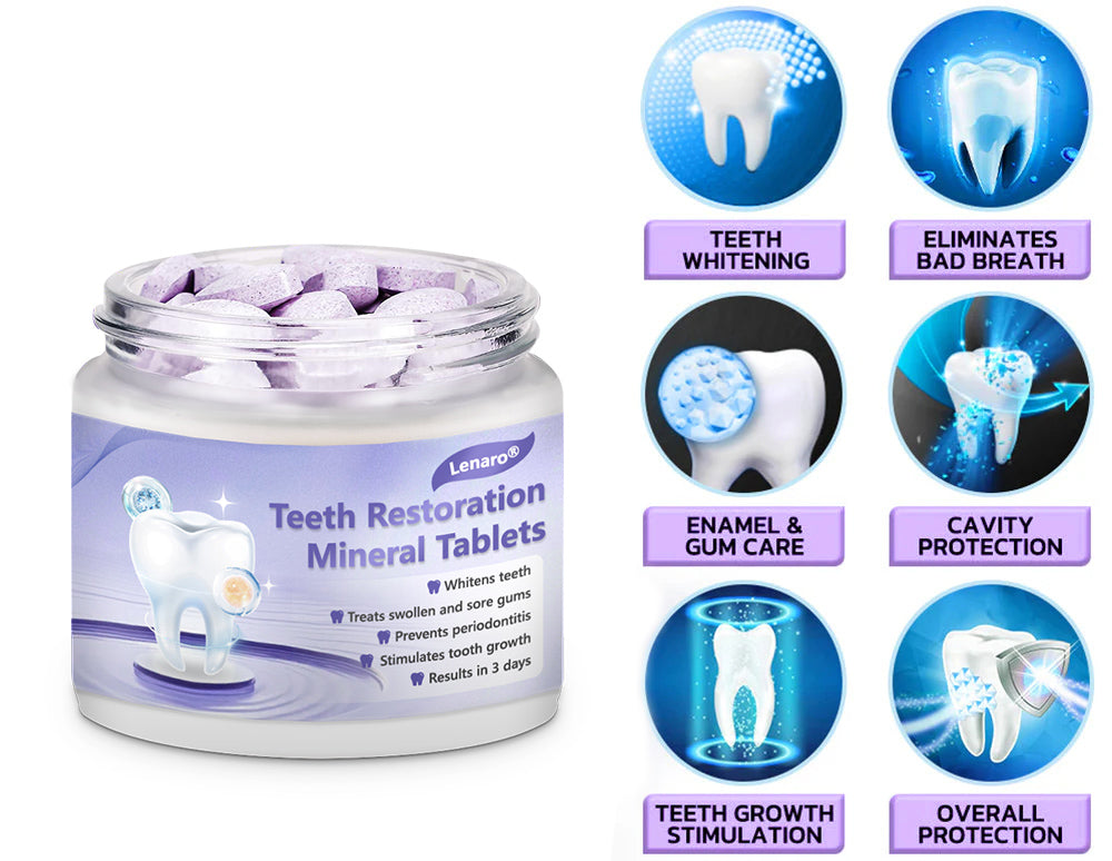 👩⚕️ADA-CERTIFIED: Lenaro® Teeth Restoration Mineral Tablets-🦷 Recommended by the American Dental Association (effectively repairs cavities, gum issues, tooth sensitivity, mouth ulcers, yellowing teeth, and improves oral health)🌈🌈
