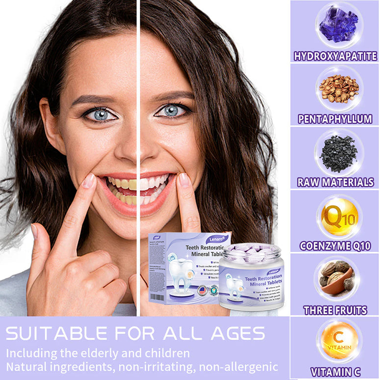 👩⚕️ADA-CERTIFIED: Lenaro® Teeth Restoration Mineral Tablets-🦷 Recommended by the American Dental Association (effectively repairs cavities, gum issues, tooth sensitivity, mouth ulcers, yellowing teeth, and improves oral health)🌈🌈