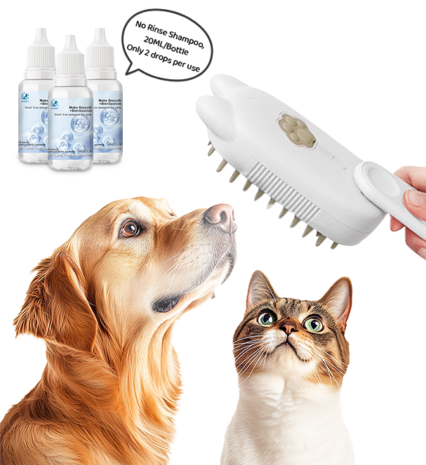 👑Last Day Promotion 49% OFF👑Spray defur comb with No-Rinse shampoo for Pet Bathing