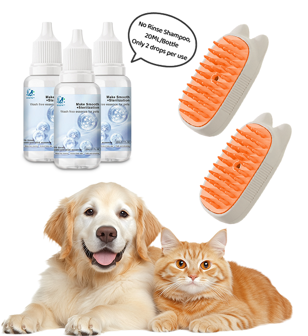 👑Last Day Promotion 49% OFF👑Spray defur comb with No-Rinse shampoo for Pet Bathing