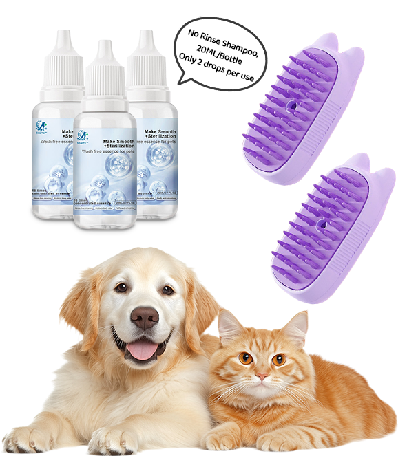 👑Last Day Promotion 49% OFF👑Spray defur comb with No-Rinse shampoo for Pet Bathing