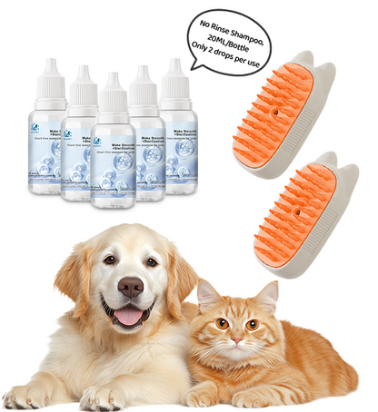 👑Last Day Promotion 49% OFF👑Spray defur comb with No-Rinse shampoo for Pet Bathing